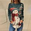 Tee Shirts For Women Casual Round Neck Long Sleeve Shirts Christmas Printing Top Pullover