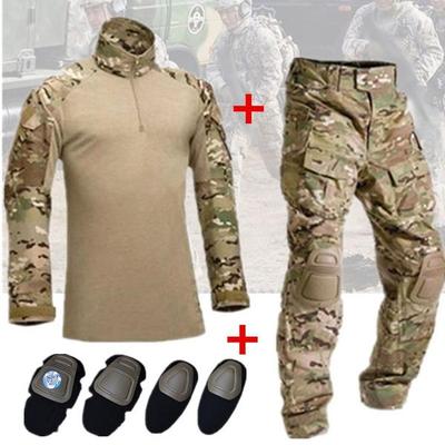 Echipament tactic Camouflaj Uniforme militare tactice Seturi de îmbrăcăminte Paintball Cămașă de luptă al Armatei SUA + Pantaloni cargo cu coate și genunchi
