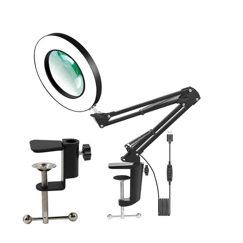 LED Magnifying Desk Lamp for Welding, Tattooing, Nail Care, and Eye Protection