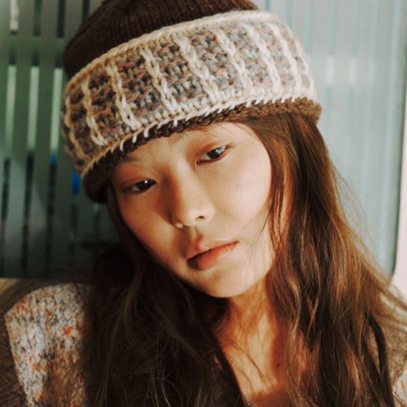 MISU A BARBE GRID LINE MÜTZE BRAUN