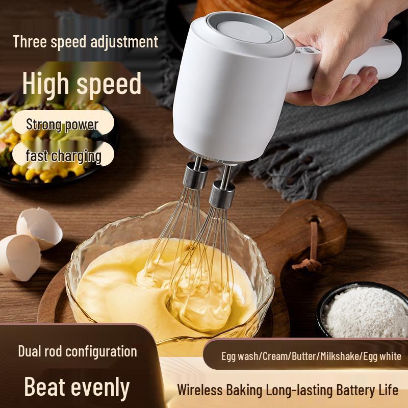 Wireless Dual-Head Electric Egg Beater: Handheld Multifunctional Mixer for Baking, Eggs, and More