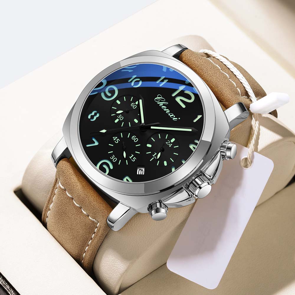 Fashion Watch For Men Waterproof Luminous Chronograph Man Watch Leather Military Men's Quartz Watches Reloj
