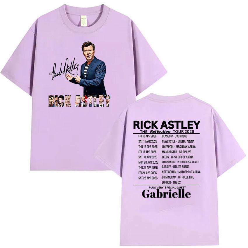 Rick Astley The Reflection Tour 2026 Graphic T Shirts Unisexs Vintage Fashion Oversized Cotton Tshirt Unisex Hip Hop Clothing Tshirt