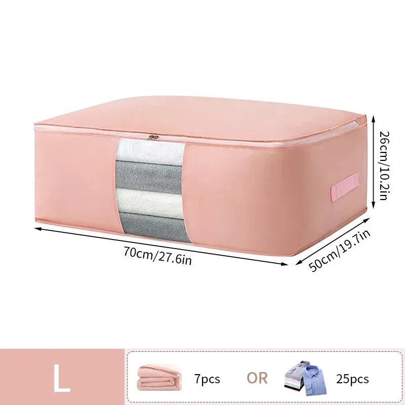 Foldable Clothes Storage Bag Visual Quilt Organize Cases with Handle Home Pillow Blanket Organizer Wardrobe Sorting Storage Box