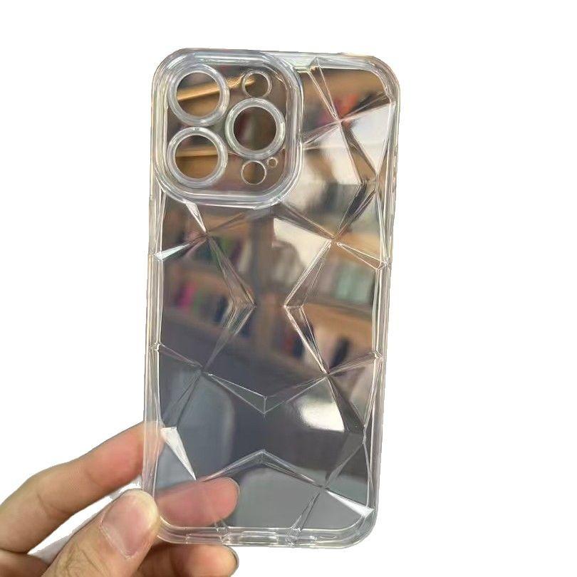 Applicable To IPhone16 Transparent Mobile Phone Case Apple 13/14 Diamond Pattern Flash Diamond TPU Soft