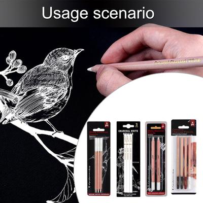 2/3/4x/Set White Charcoal Pencils Drawing Pencils Highlight Pencil Sketching Pencil for Drawing Sketching and Shading
