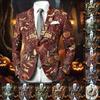 Men's Business Casual with Lapel Long Sleeve Halloween Print for Fall Winter (Tie and Pocket Square Not Included)