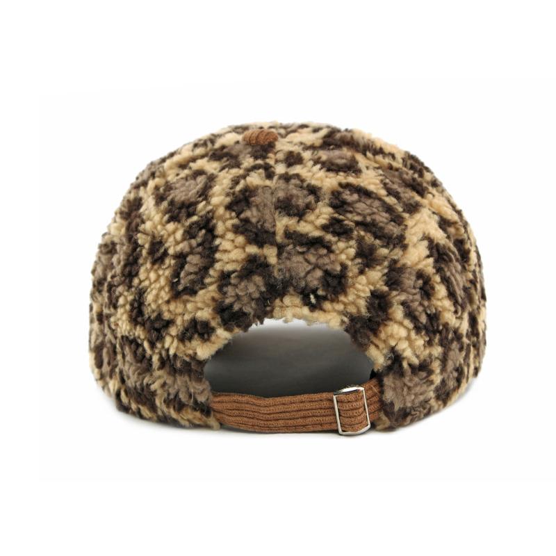 Lamb Wool Hat Women's Autumn Winter Thick Warm Baseball Cap Sunscreen Sun Hat Leopard Print Cap