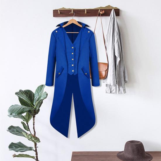Gentleman Tailcoat Solid Color Long Sleeves Gothic Outerwear Single Breasted Split Tuxedo Coat for Halloween