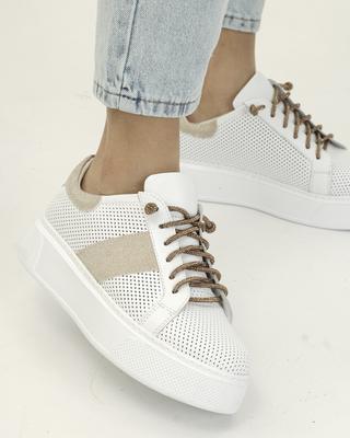 Deportivas perforadas 6903 36 piel blanca