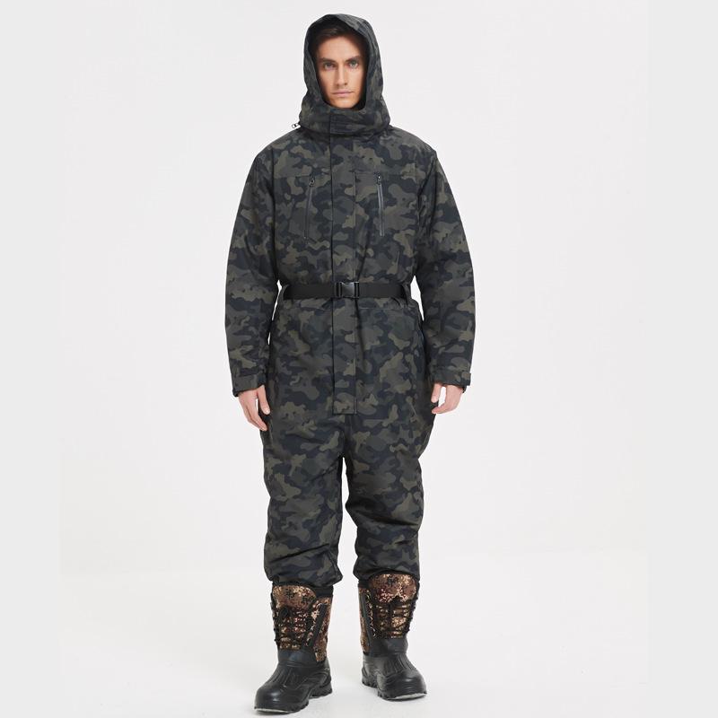 Thickened Waterproof Down Jumpsuit for Winter Fishing and Ice Protection