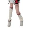Student Vintage Double Striped Ribbed Knit Leg Warmers Slouch Leg Covers Boot Cuffs Stretchy Long Boot Socks for Women
