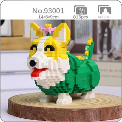 93001 Tierwelt Welsh Corgi Hund Blume Dinosaurier Haustier Puppe DIY Mini Diamant Blöcke Ziegel Gebäude Spielzeug für Kinder keine Box