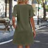Women A Line Sun Dress Short Sleeve V Neck Dress With Pockets