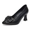 Women Fashion Elegant High Quality Spring & Summer Bow Tie Stiletto Heel Shoes Lady Casual Black Comfort Heel Pumps Ga366