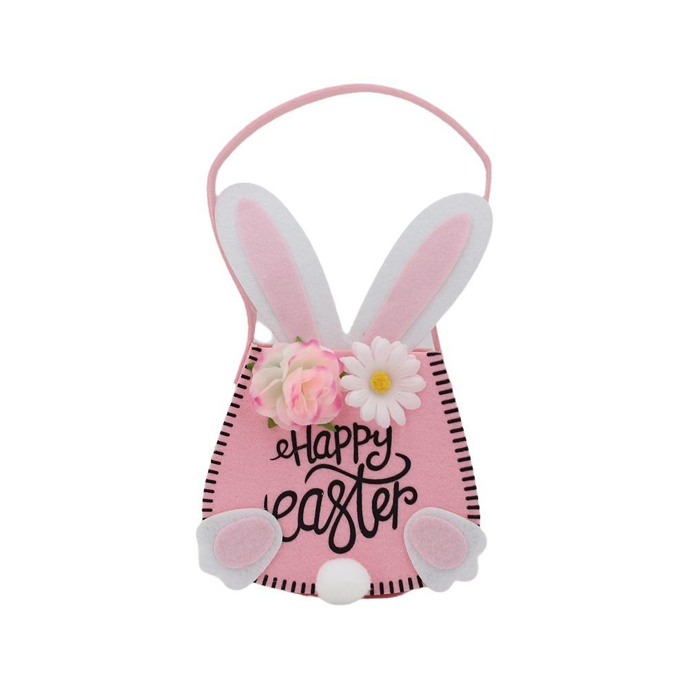 Rabbit Ear Easter Tote Bag Flowers Decoration Gift Bag Creative Easter Basket Family Party