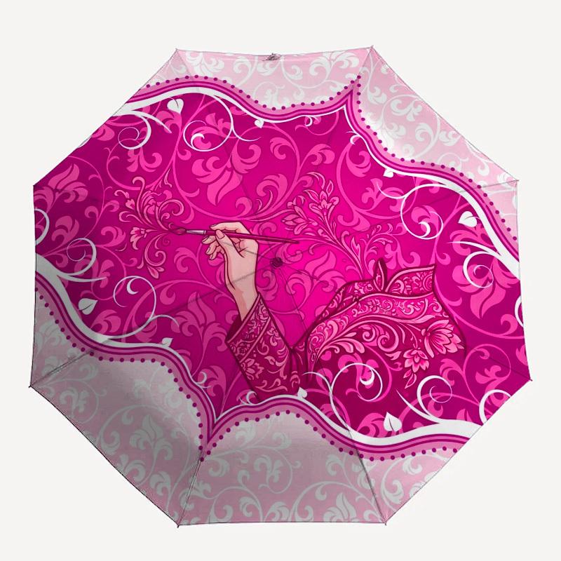 

1pc Art, Painting, Floral Design Umbrella with Plastic Handle,Compact & Stylish,Suitable for All Seasons YS331062
