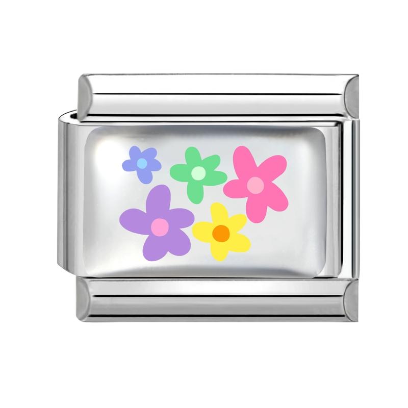 Y2K Dreamy Blue Purple Butterfly Tai Chi Flower Crab Bow Italian Charm Links Fit 9mm Stainless Steel Bracelet DIY Making Jewelry