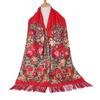 Scarf Women Flower Shawl Autumn And Winter Foulard Warmth Vintage Tassel Hijab Warp Printed Headscarf Bandana