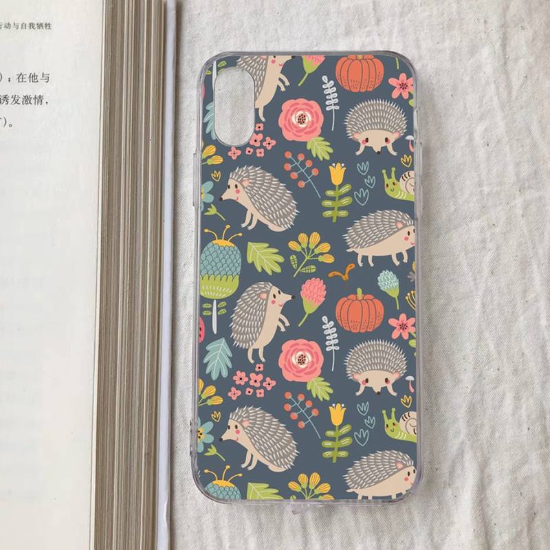 Cute Animal Hedgehog Phone Case for iPhone 11 12 13 mini pro XS MAX 8 7 6 6S Plus X 5S SE 2020 XR case