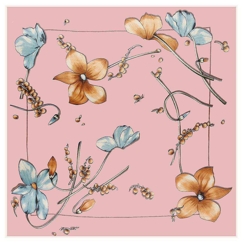 90*90cm  Spring Floral Flower Printed Small Saquare Scarf Foulard Hijabs For Ladies