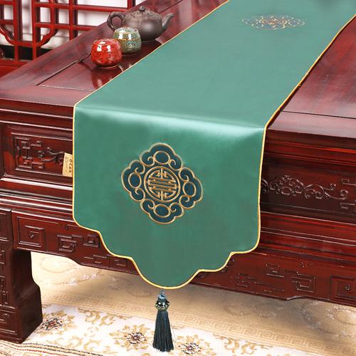 New Chinese Zen Embroidery Table Flag TV Cabinet Cover Cloth Tea Table Table Flag Shoe Cabinet Bed Tail Scarf Long Table Flag