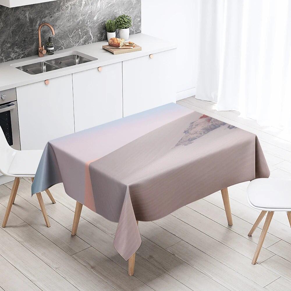 Landscape Tablecloth Natural Scenery  Anti-fouling and Waterproof Rectangular Kitchen Dining Table Home Decoration