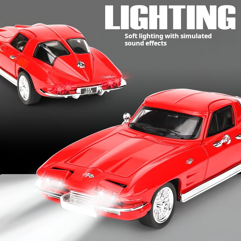 1:32 Corvette Vintage Classic Car Four-Wheel Shock Absorption Simulation Alloy Car Model Vehicle Collectible Ornament Boys Gifts