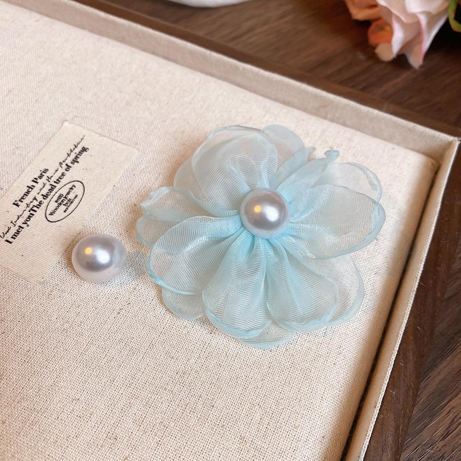 Silver Needle Fabric Flower Glass Fringed Earrings Medium Antique Temperament Stud Earrings Design Sense Niche Earrings