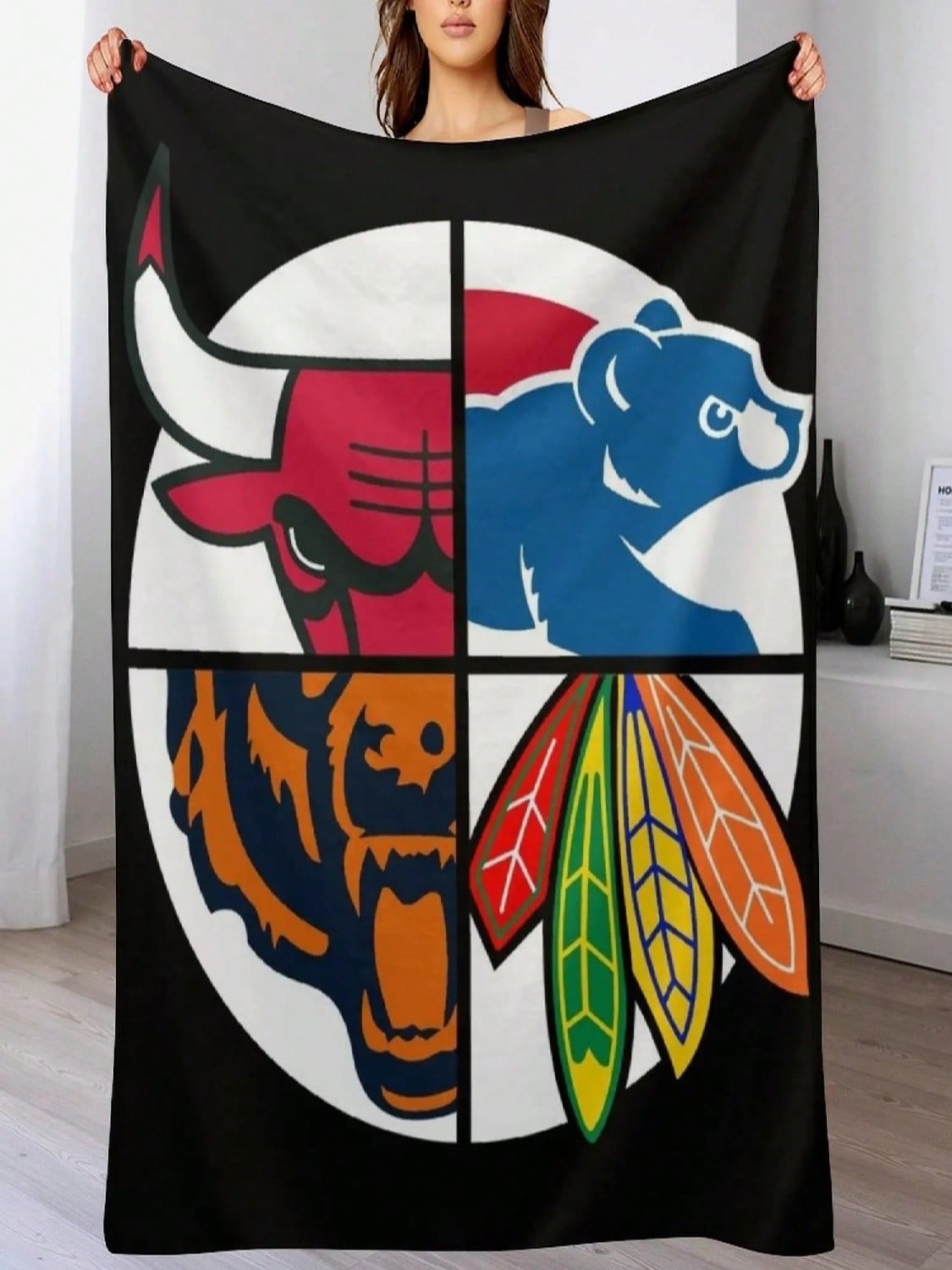 

Chicago Northside Sports Throw Blanket Cute Plaid Winter Beds Extra Large Throw Luxury Blankets 75X95CM сірий колір