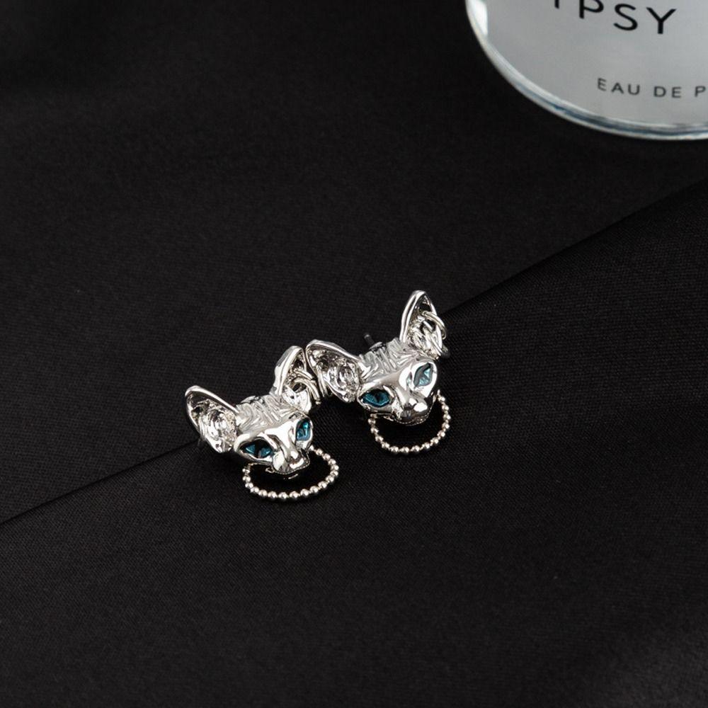 Gift Vintage Sphinx Cat Girl Stud Earrings Women Gothic Earrings Ear Studs Korean Style Earrings
