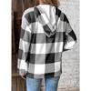 Plaid Print Women's Oversized Casual Long Sleeve Hoodie Autumn Winter Sweatshirt Button New