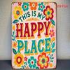 Happy Place Welcome Sign Colorful Floral Metal Wall Art 8x12 Inch Durable Home Garden Decor