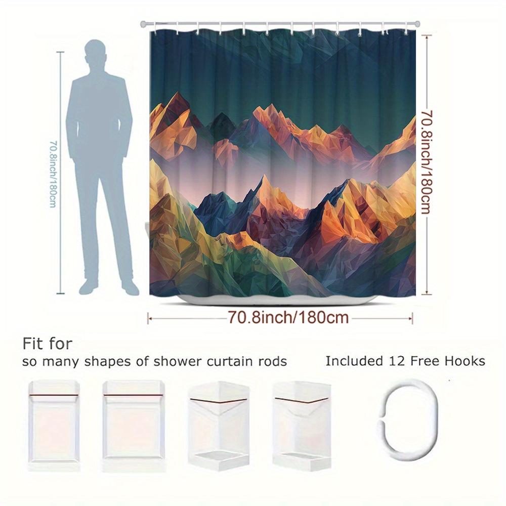 1Pc Mountain Shower Curtain Creative Mountain Pattern Three-Dimensional Color Effect Bathroom Decoration Polyester Fabric Contai