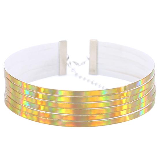 Chic Style Women Multirow 6 Layers Holographic Wide Choker Necklace Club Party