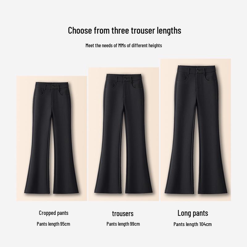 Women's High-Waisted Black Slimming Micro-Flare Knit Pants, Spring/Autumn 2026 Style, Straight-Leg Slim Fit, Thickened for Enhanced Look.