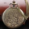 Bronze Quartz Pocket Watch Time Gem Retro Fob Watch Classic Digital Pocket Pendant Necklace Chain Timepiece Gift for Women Men