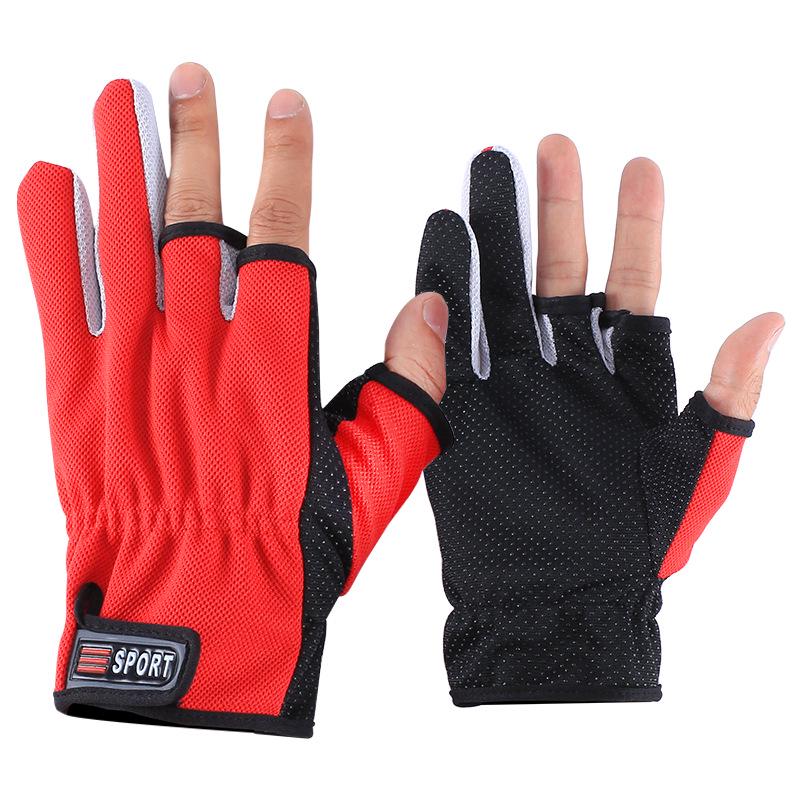 Men's Summer Sun Protection Anti-Slip Fingerless Fishing Gloves: Thin, Anti-Prick, Anti-Stab, Mosquito-Proof, Ice Silk Lure Design.
