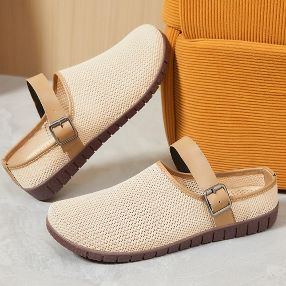 Women's Casual Shoes New Versatile Casual Sandals Retro Sandals Women Wearing Knitted Mesh Bread Head Slippers Women Outside