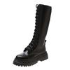 Women Motorcycle Boots Wedges Flat Shoes Woman High Heel Platform PU Leather Boots Lace Up Women Shoes Black Boots Girls2025