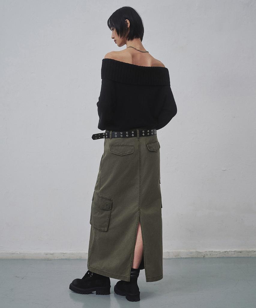 Musinsa Standard Woman Women'S Pigment Cargo Maxi Skirt [Dusty Khaki]