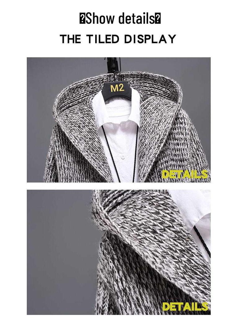 Herren Dicker Winter Kapuzen Strick Cardigan Mantel