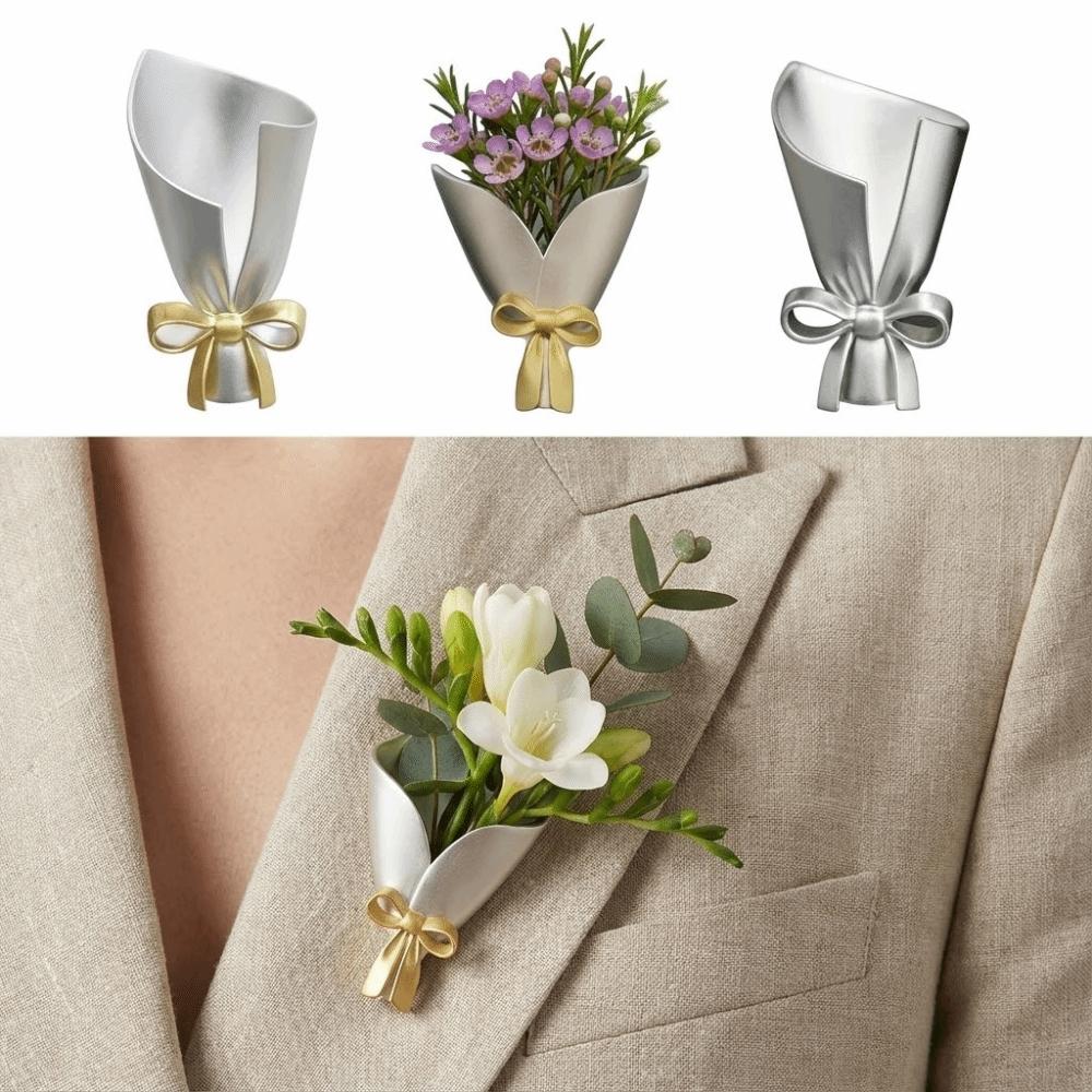 DIY Clothing Bouquet Clips Mini Artful Flower Vase Brooch Fashion Bouquet Clips  Wedding Party