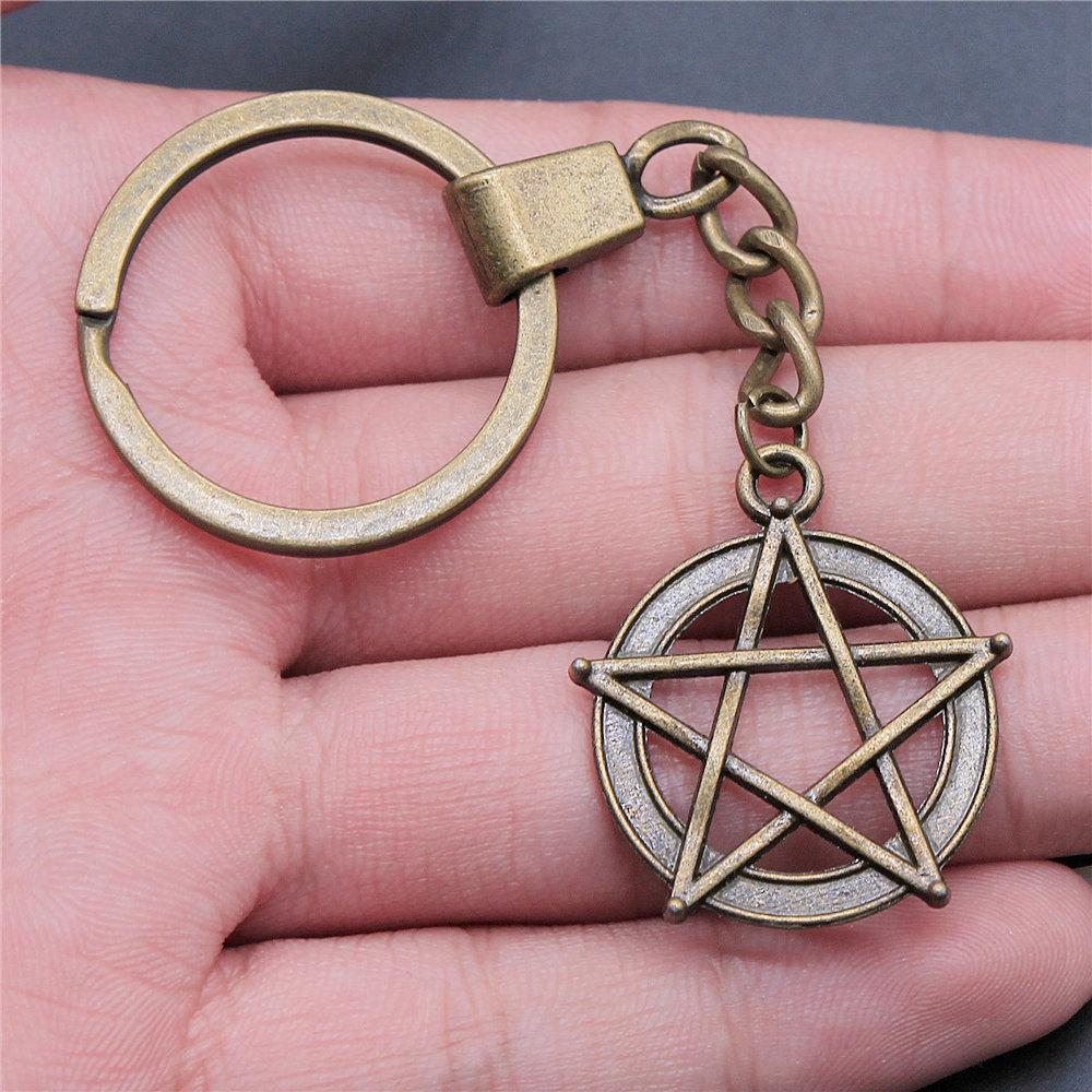 30mm Keychains Sun Moon Pentagram Vintage Jewelry Supplies QY047