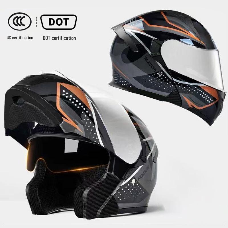 3C Certified Flip-up Motorcycle Helmet for All-Season Use, Unisex, and Universal Fit for Electric Vehicles.