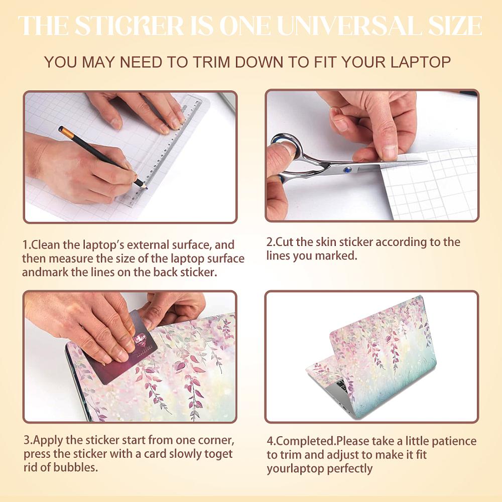 PVC Sticker for Laptop Leaf 90~270x120~380mm 3pcs/set