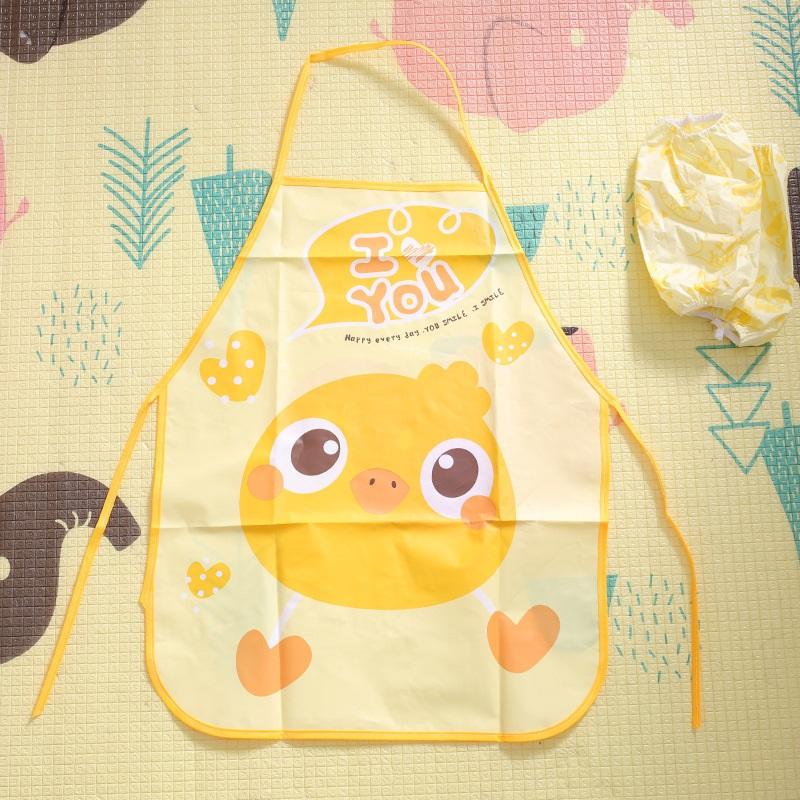 Cartoon Children Waterproof Apron & Sleeve Guard Set, Anti-Stain Art Cooking Apron