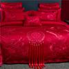 High-End Long-Staple Cotton Wedding 4Pcs Set Chinese Wedding Wedding Kit Big Red Embroidery Pure Cotton Wedding Bedding