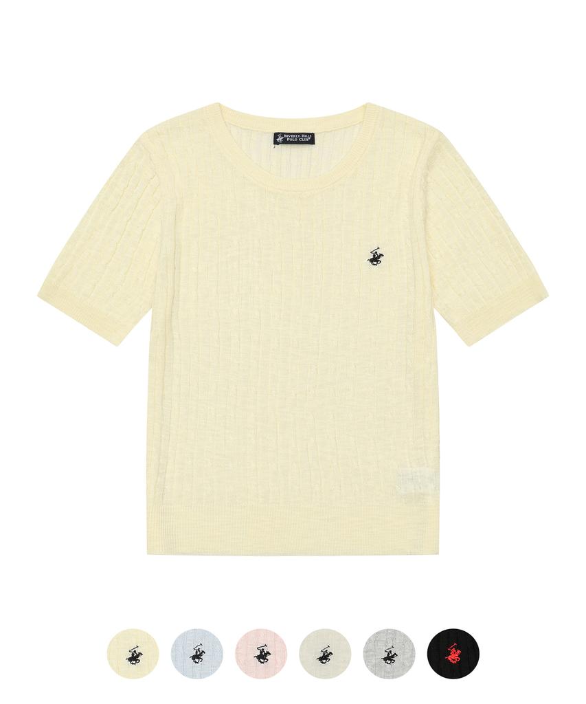 BHPOLOCLUB Women'S Airy Cable Round Knit 6 Colors Tk104