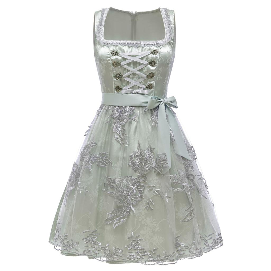 Beer Festival Costume Bavarian Women's Performance Costume Floral Print Square Neck Dress